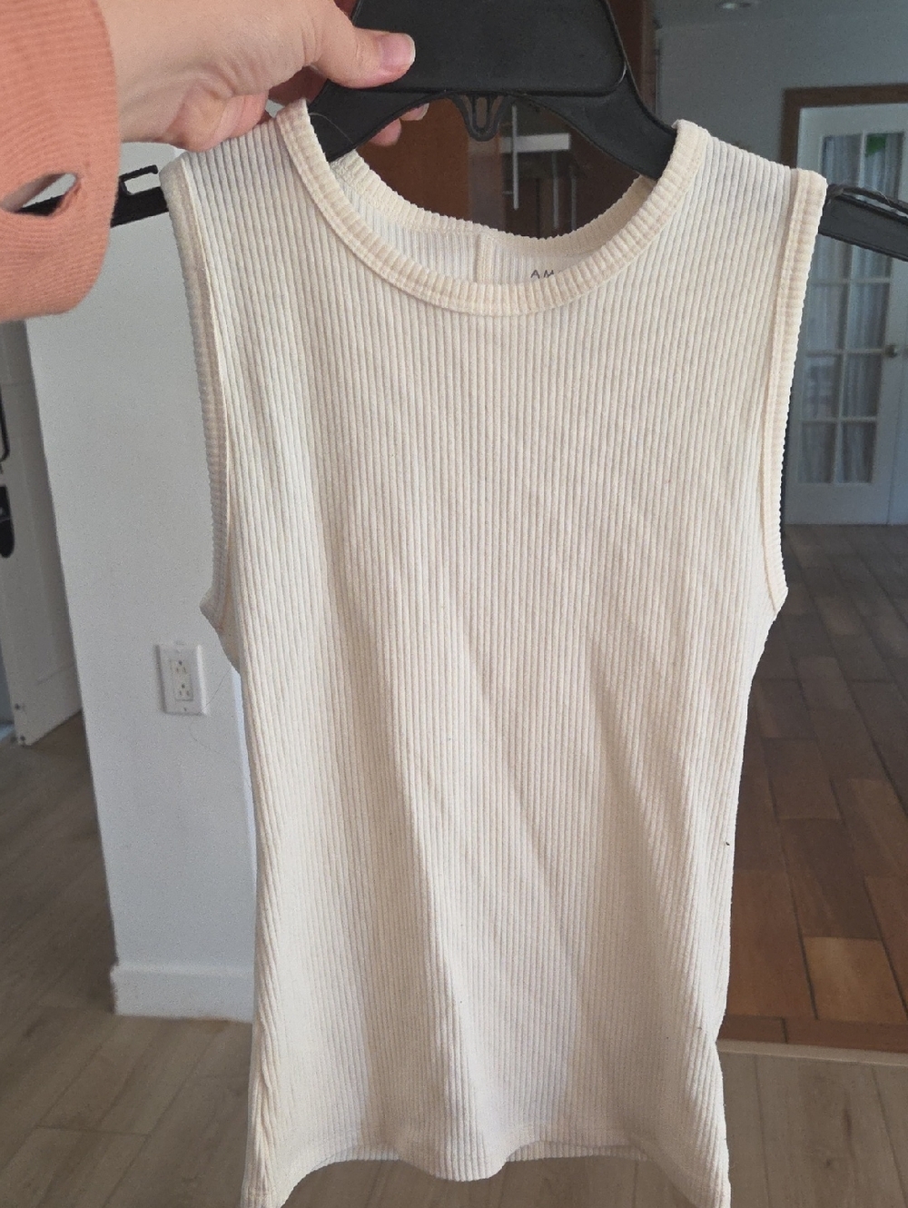 American Eagle Outfitters Cream Ribbed Tank Top